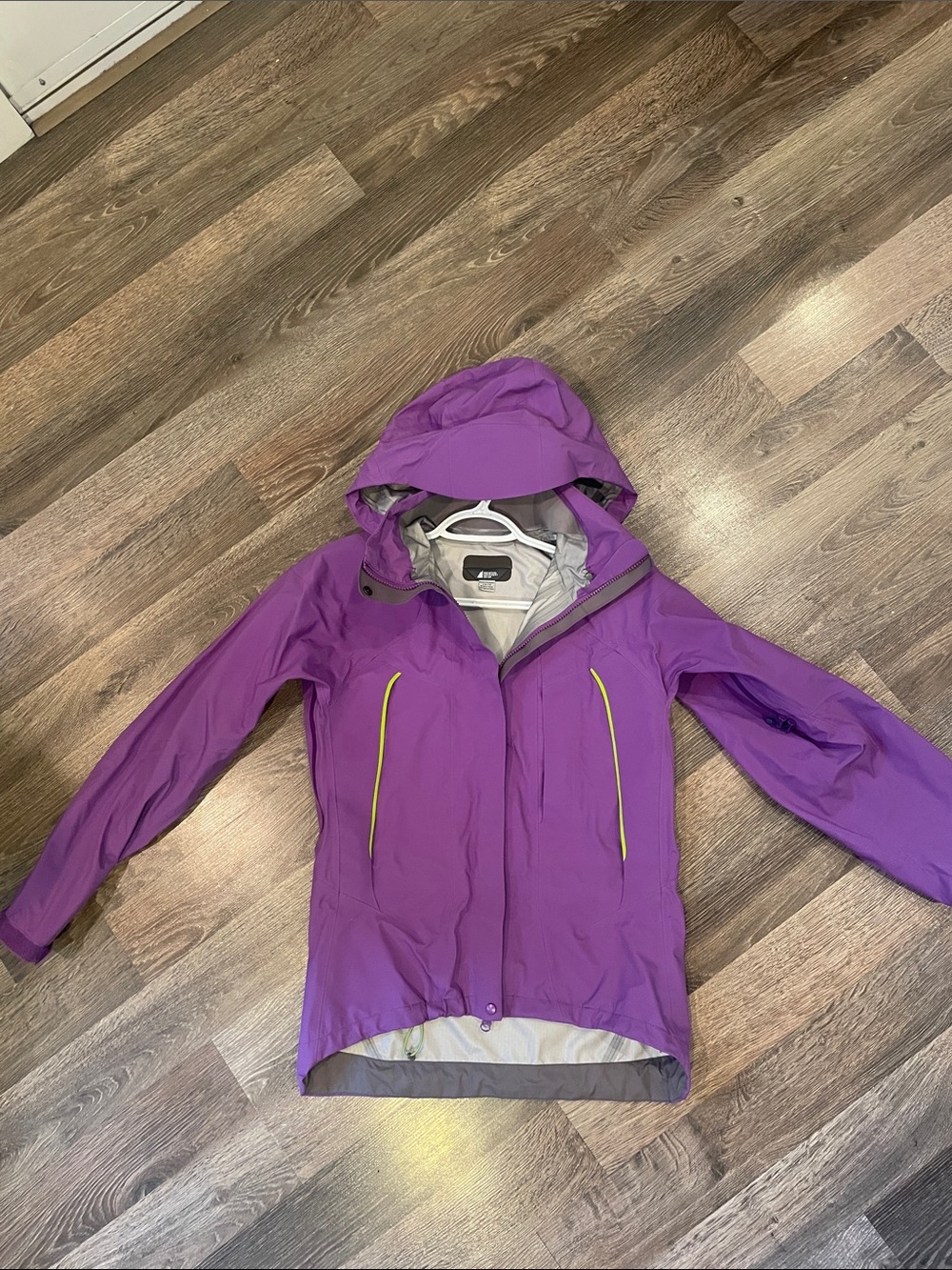 Purple MEC Women's Hooded Rain Jacket